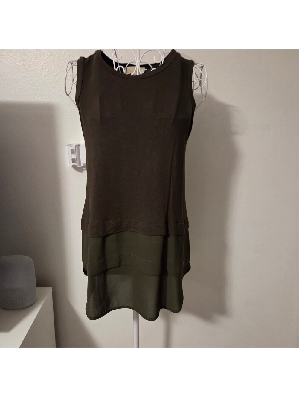Michael Kors Olive Green Sleeveless Layered Dress Size S